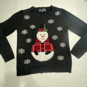 Karen Scott women's sequined snowman holiday sweater. Size Small. Pre-owned.